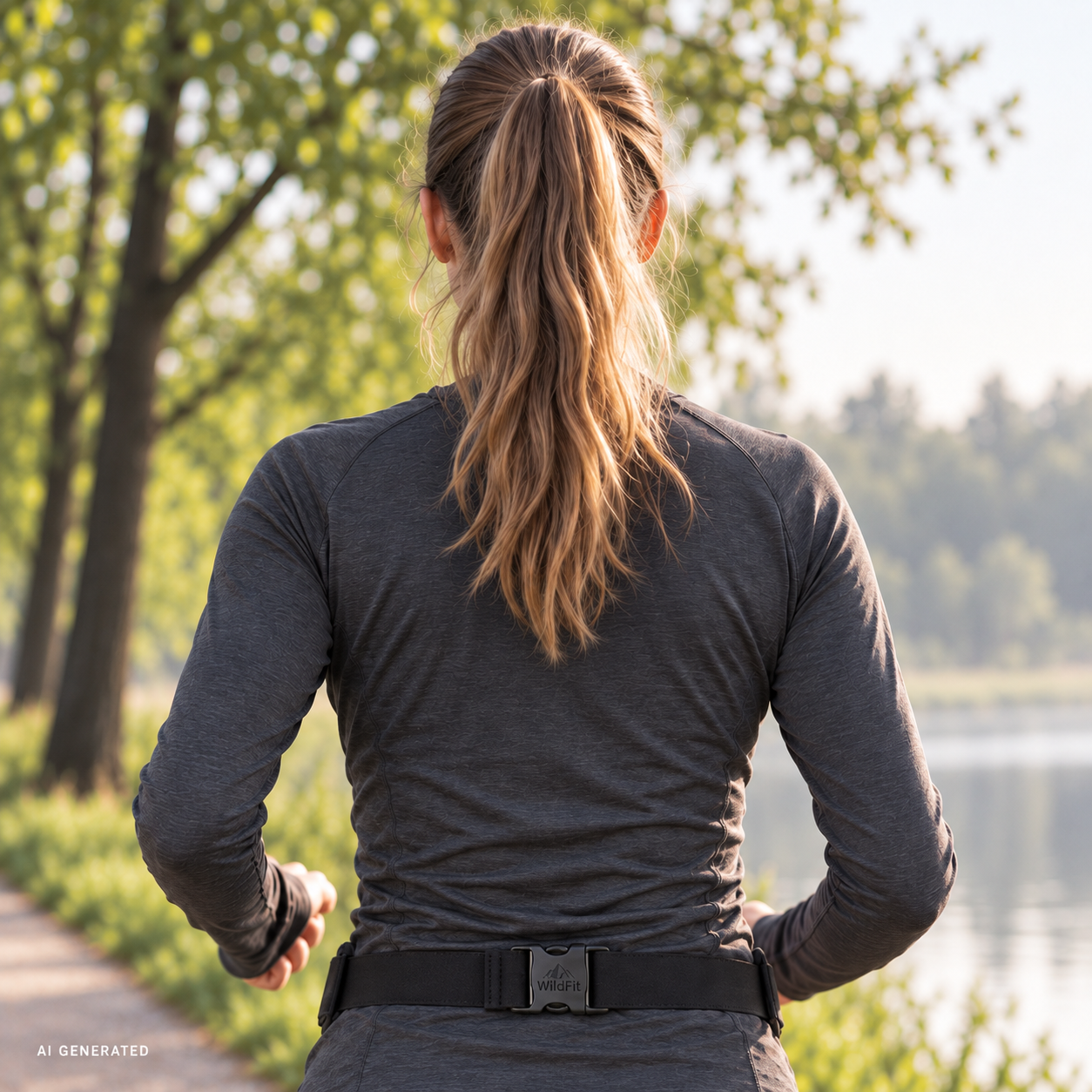 Rückansicht des WildFit Runner's Belt mit verstellbarem Verschluss